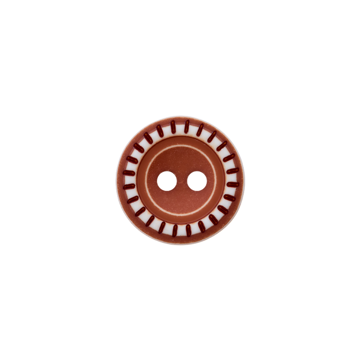 Polyester button 2-holes, Shirt, 11mm, medium brown