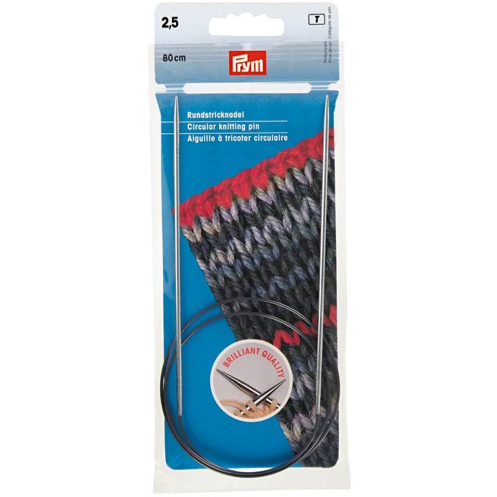 Circular knitting needles, 80cm, 2.50mm, silver-coloured