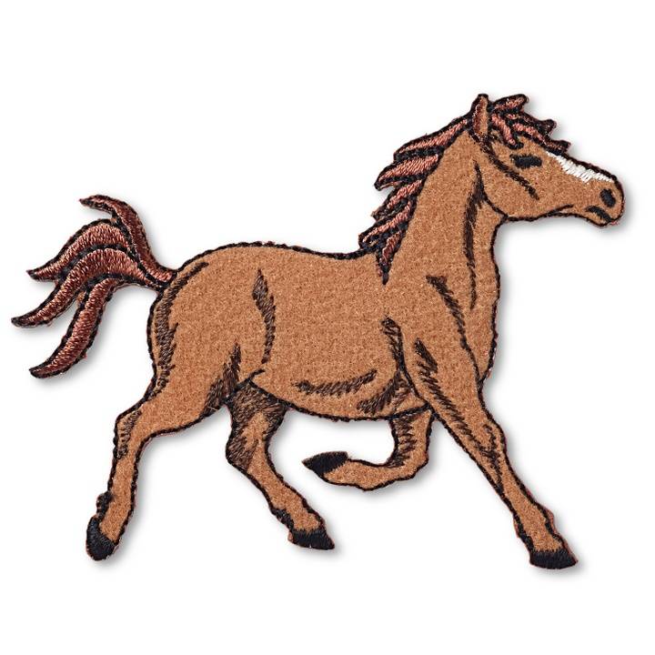 Applique horse, running, brown