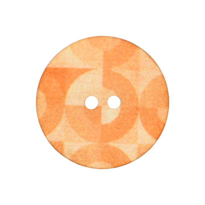 Bouton polyester 2-trous, Cercle, 18mm, orange