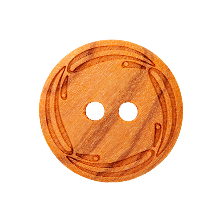 Wood button 2-holes, 23mm, orange