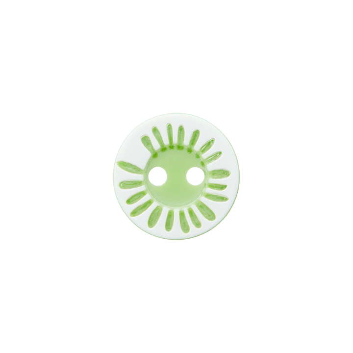 Polyester button 2-holes, Flower, 12mm, light green