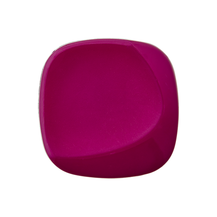 Bouton polyester pied, forme carrée, 19mm, fuchsia