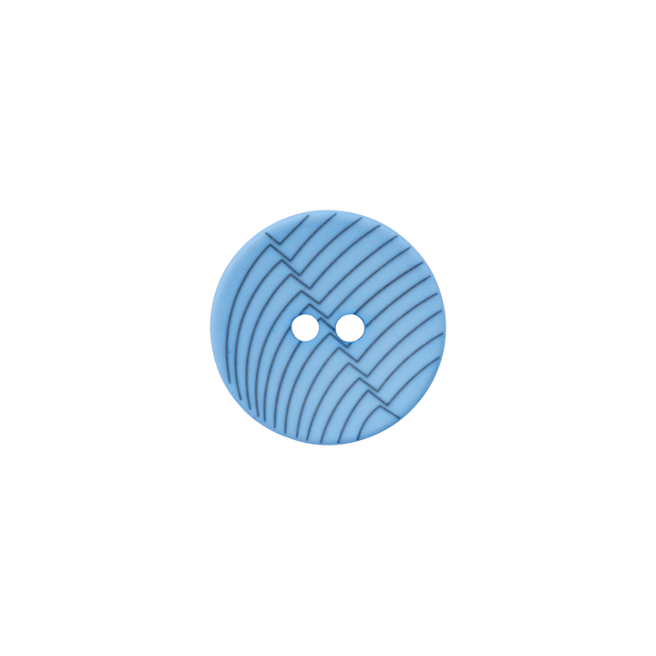 Polyester button 2-holes, Lines, 18mm, light blue