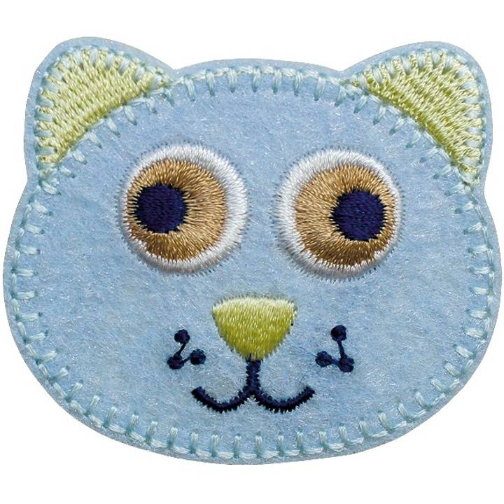 Appliqué Cat self-adhesive/to iron-on, light blue