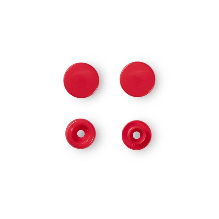 Non-sew press fasteners, Colour Snaps, round, 12.4mm, red