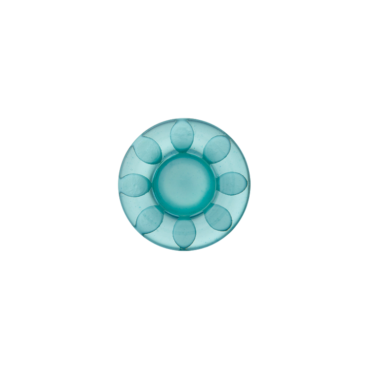 Bouton polyester pied, 18mm, vert turquoise