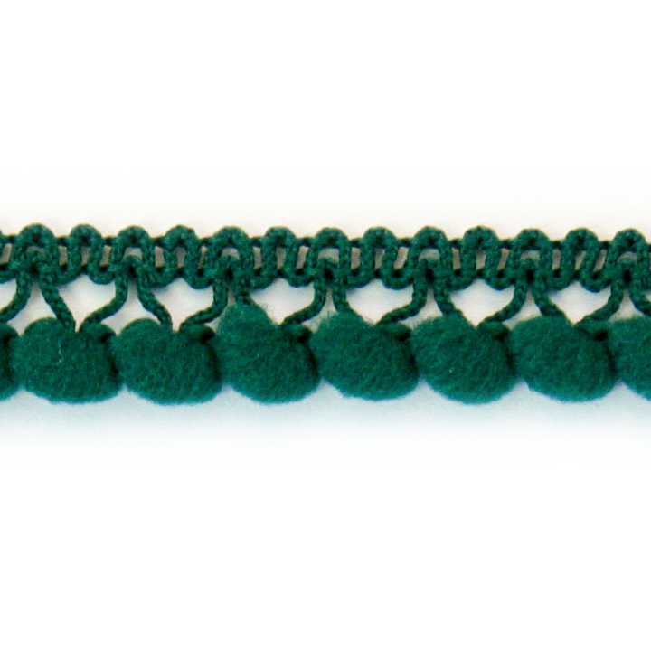 Pompon ribbon, 10mm, dark green