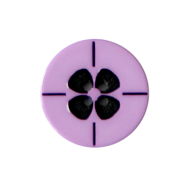 Bouton polyester 4-trous, Fleur, 23mm, violet