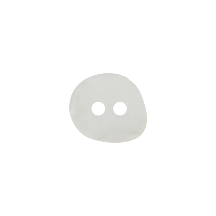 Polyester button 2-holes, asymmetric, 12mm, white