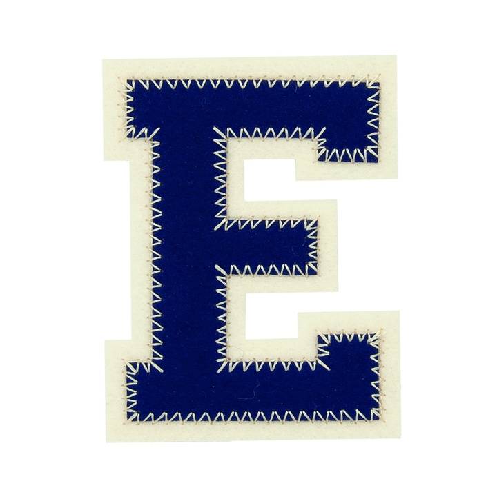 Appliqué Letter E, blue/ecru