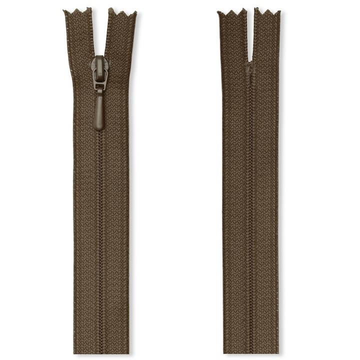 Zip fastener S2 in a film packaging, closed-end, 40cm, grey-brown