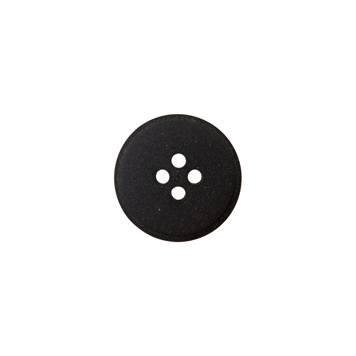 Пуговица из переработанного полиэстера, с 4 отверстиями, 15мм, черный цвет