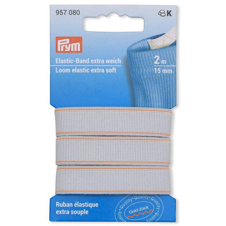 Loom elastic, extra soft, 15mm, white, 2m