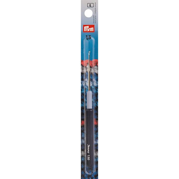 Garnhäkelnadeln mit Kunststoffgriff, 1,50mm, silberfarbig