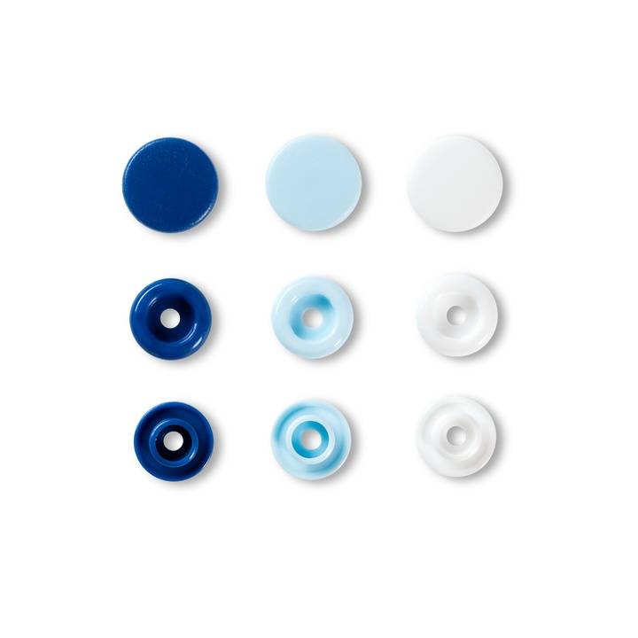 Druckknopf Color Snaps, Prym Love, 12,4mm, blau/weiß/hellblau