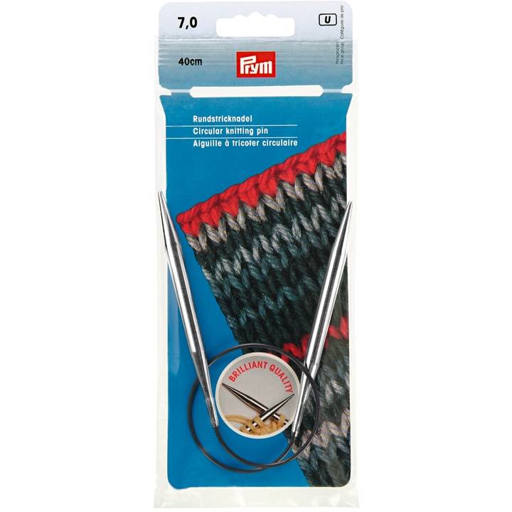 Circular knitting needles, 40cm, 7.00mm, silver-coloured