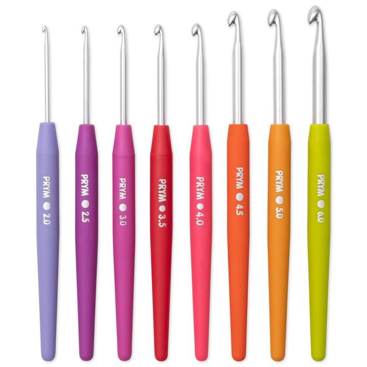 Crochet hooks for wool set with soft handle, 2-6mm