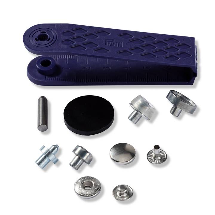 Non-sew press fastener anorak, 12mm, silver-coloured