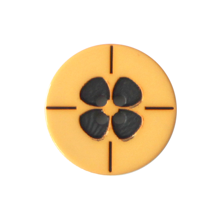 Polyester button 4-holes, Flower, 23mm, yellow