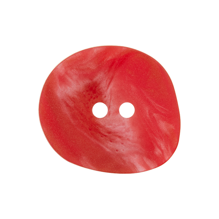 Polyester button 2-holes, asymmetric, 23mm, red