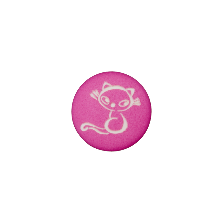 Polyester button shank Cat 15mm rosa