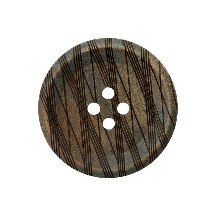 Wood button 4-holes, 25mm, dark grey