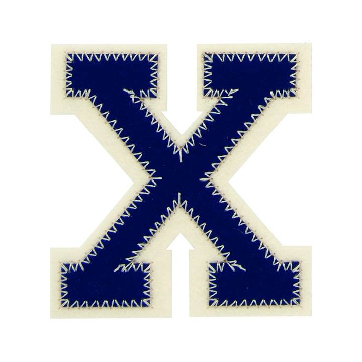 Appliqué Letter X, blue/ecru