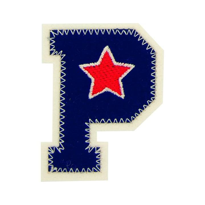 Appliqué Letter P, blue/ecru with star