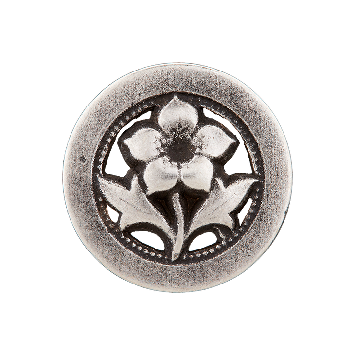 Metal button shank, Gentian, 23mm, antique silver