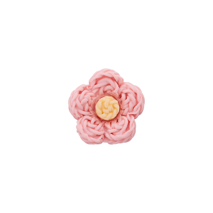 Polyesterknopf Öse, Blume, 13mm, rosa