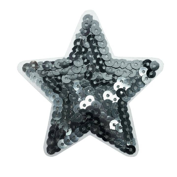 Appliqué Star with sequins, silver