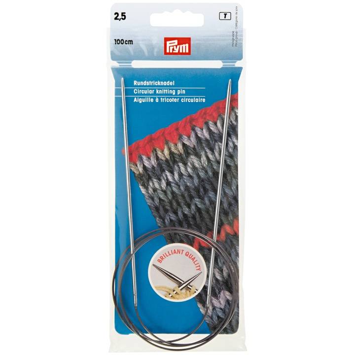 Circular knitting needles, 100cm, 2.50mm, silver-coloured