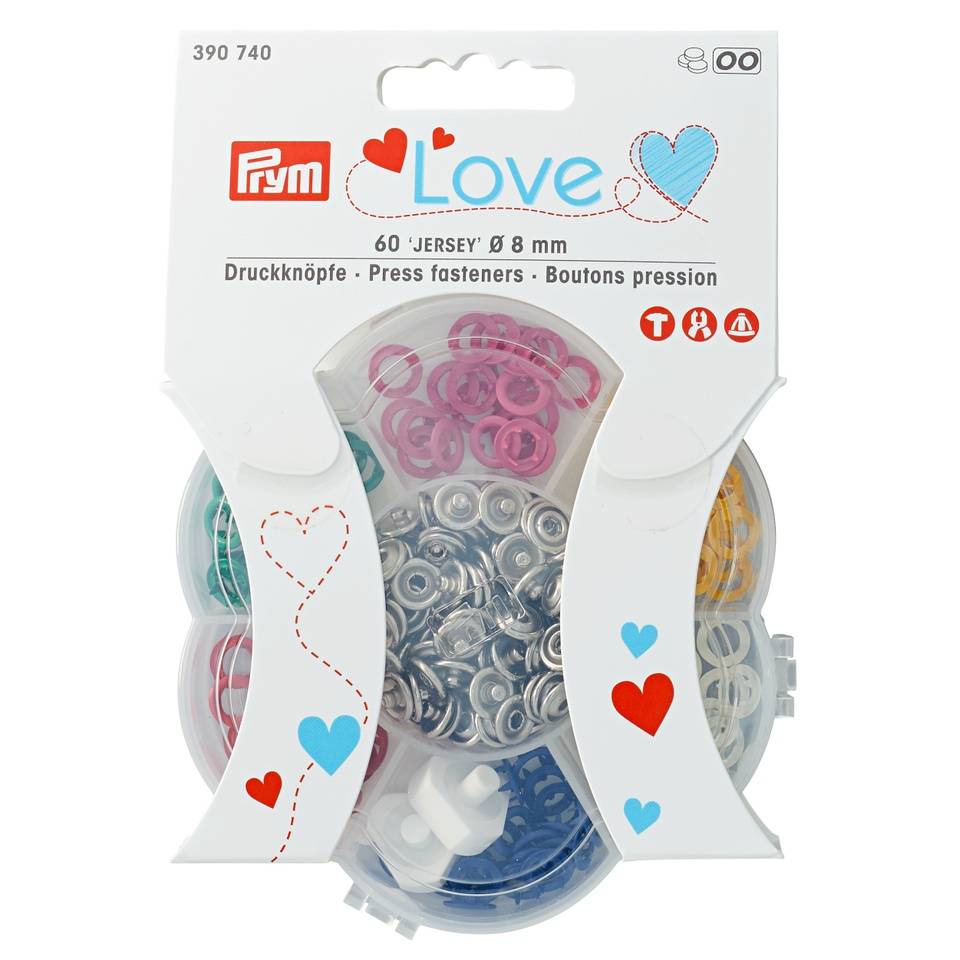 Snap fasteners jersey, prym love, 8mm, in 6 colours