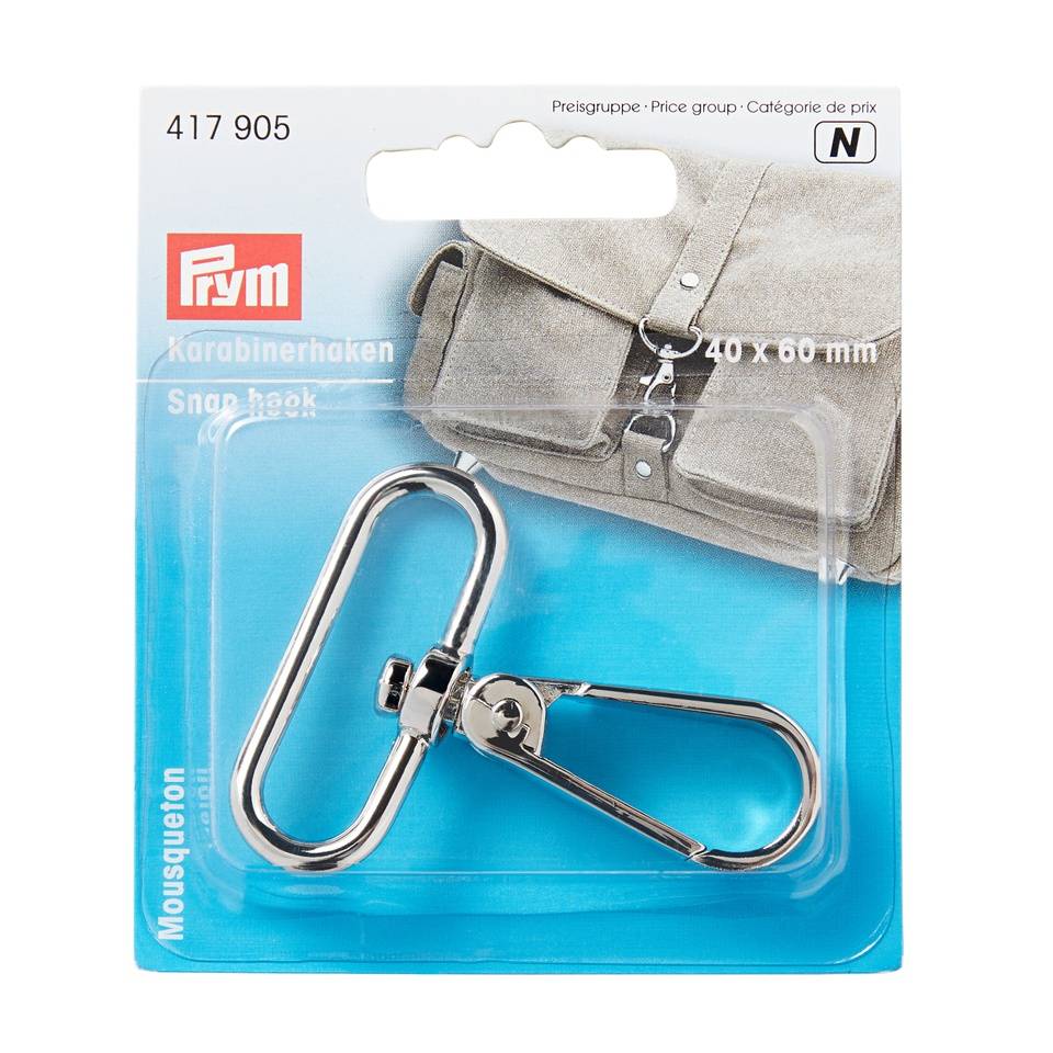 Snap hook 40 x 60mm, silver-coloured