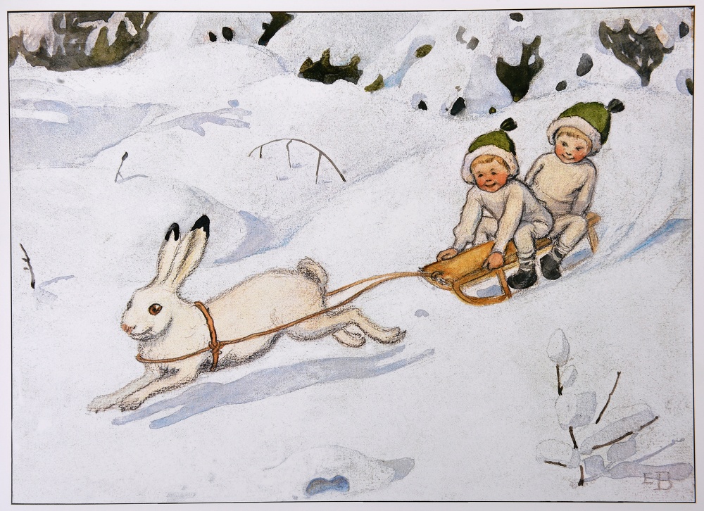 Illustration ur Elsa Beskows bok Tomtebobarnen. © Elsa Beskow
