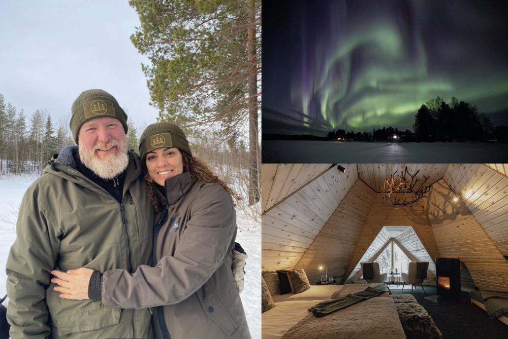 Bild på Jonas och Naila, norrsken och campen