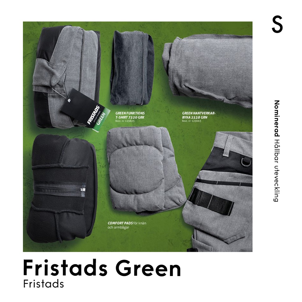 Den miljödeklarerade klädkollektionen Fristads Green har nominerats till Design S - Swedish Design Awards i kategorin Hållbarhet.