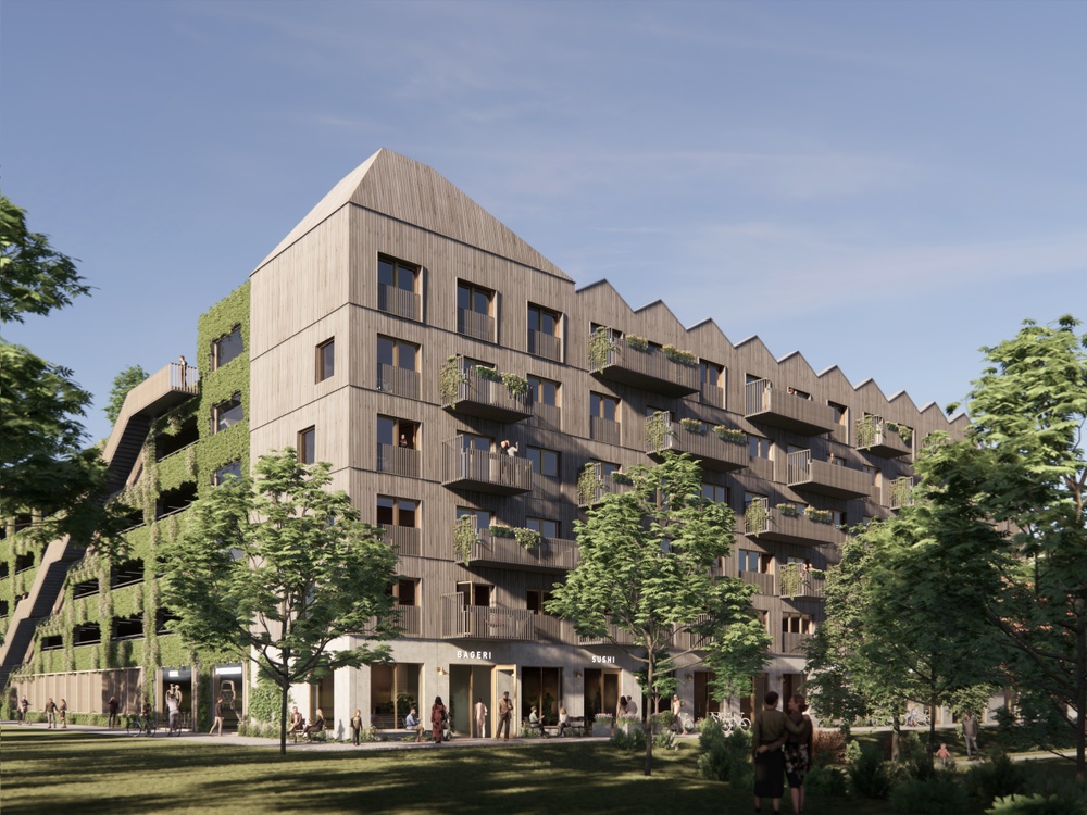 Det första FlexHem-projektet kommer att byggas i Elinegård i Malmö. Visionsbild: Fojab Arkitekter 