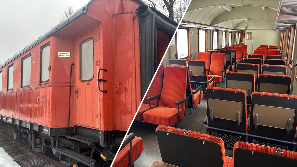 Nu går tåget – också på auktion på Klaravik. Två retrovagnar från 1930-talet finns nu till salu på klaravik.se.