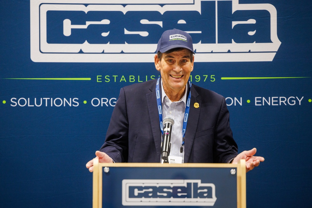 Doug Casella, founder of Casella Waste Systems, Inc., provides remarks at the dedication of the Kenneth A. Hier Sr. CDL Training Center.