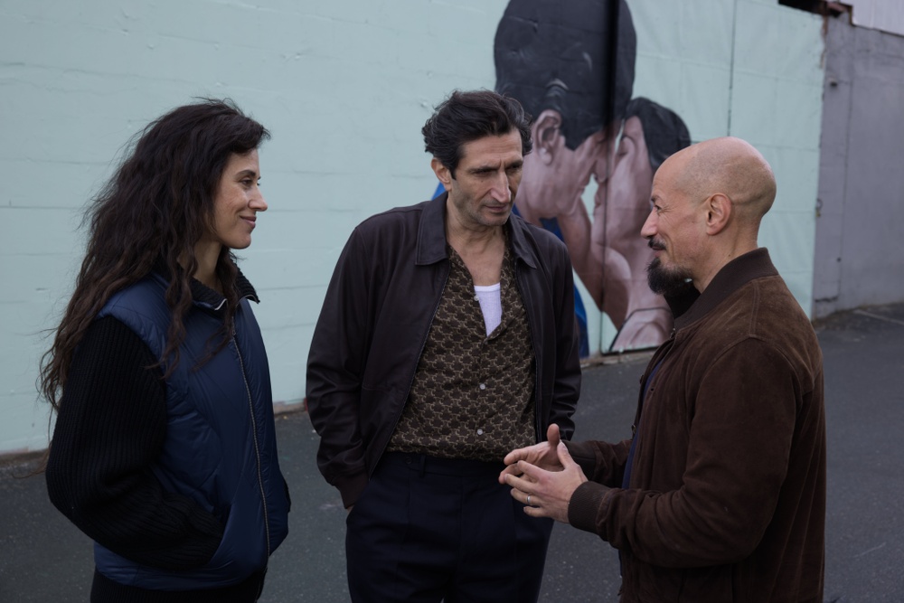 Actors Cherien Dabis and Fares Fares with director/screenwriter Tarik Saleh make Eagles of the Republic. Photo: © Yigit Eken