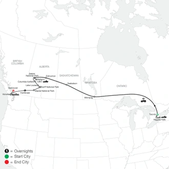 tourhub | Globus | Great Canadian Rail Journey | Tour Map