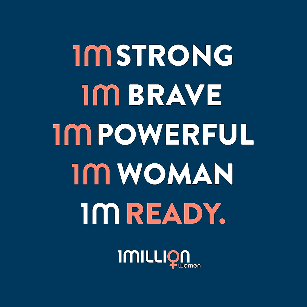 The words "I'm strong, I'm brave, I'm powerful, I'm woman, I'm ready"