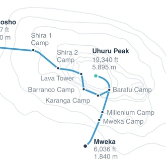 tourhub | Explore Active | Kilimanjaro trek: 10-day plan - Lemosho route. | Tour Map