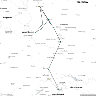 tourhub | Riviera Travel | Rhine, Moselle & Switzerland river cruise - MS Emily Brontë | Tour Map