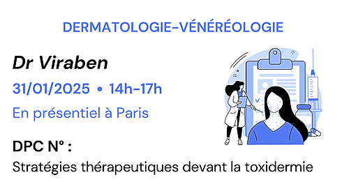 Représentation de la formation : Toxidermies : une prise en charge d’urgence adaptée aux nouveaux traitements - DPC - n° 99222425080