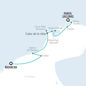 tourhub | Bamba Travel | Punta Gallina Experience 3D/2N | Tour Map