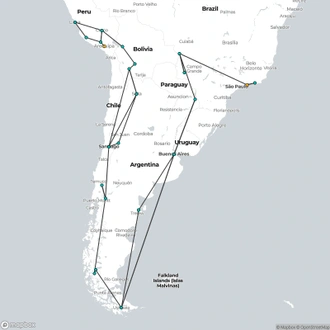 tourhub | Oasis Overland | Lima To Rio (87 Days) Kingdoms & Carnivals | Tour Map