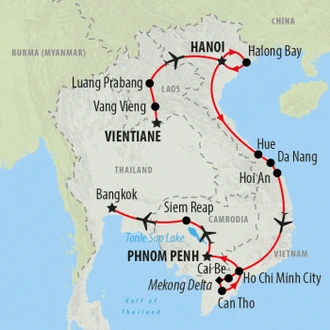 tourhub | On The Go Tours | Indochina Discovery (Partially Guided) - 23 days | Tour Map